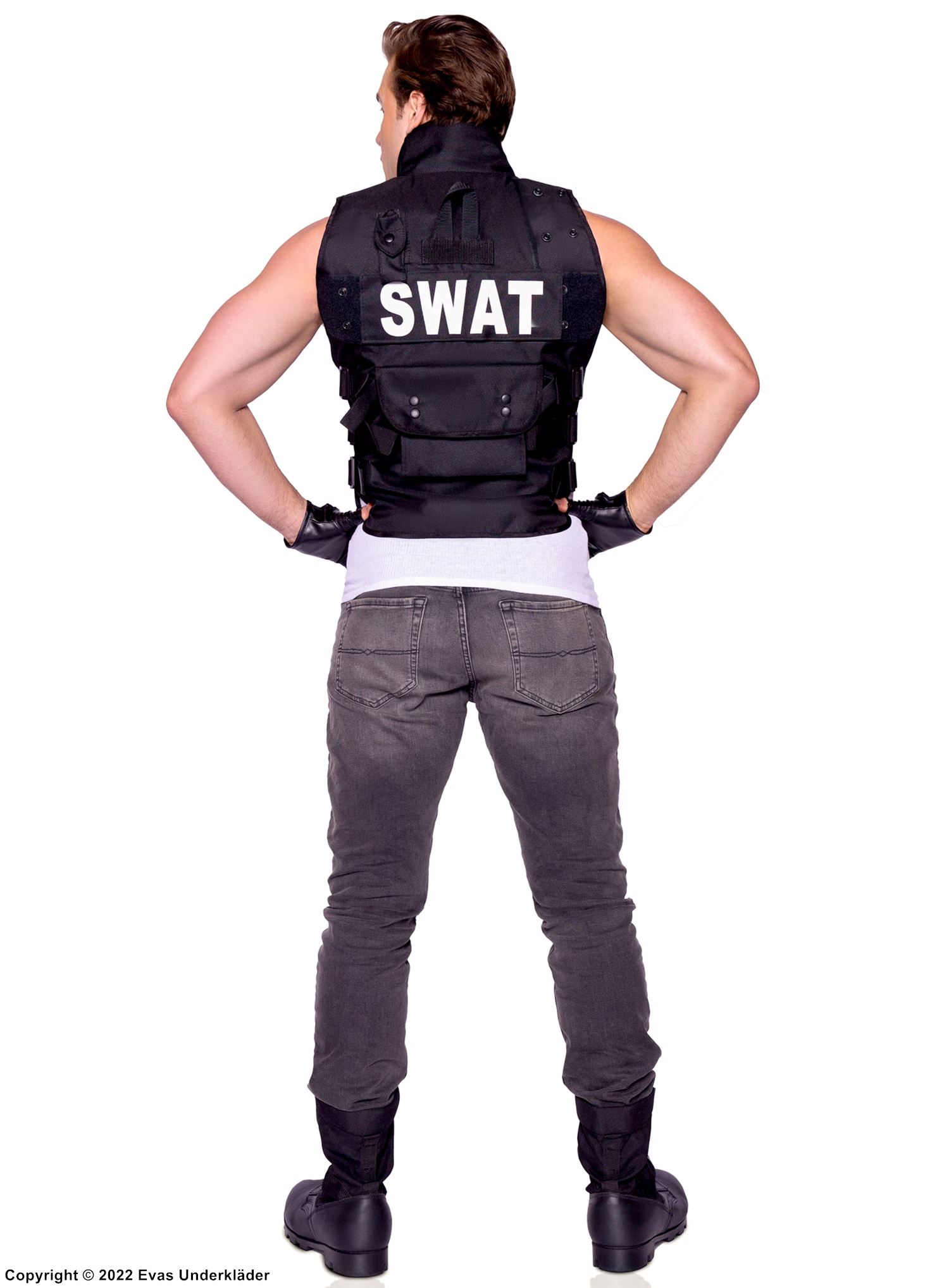 SWAT-Beamter, Weste für Maskerade, Taschen, Front-Reißverschluss